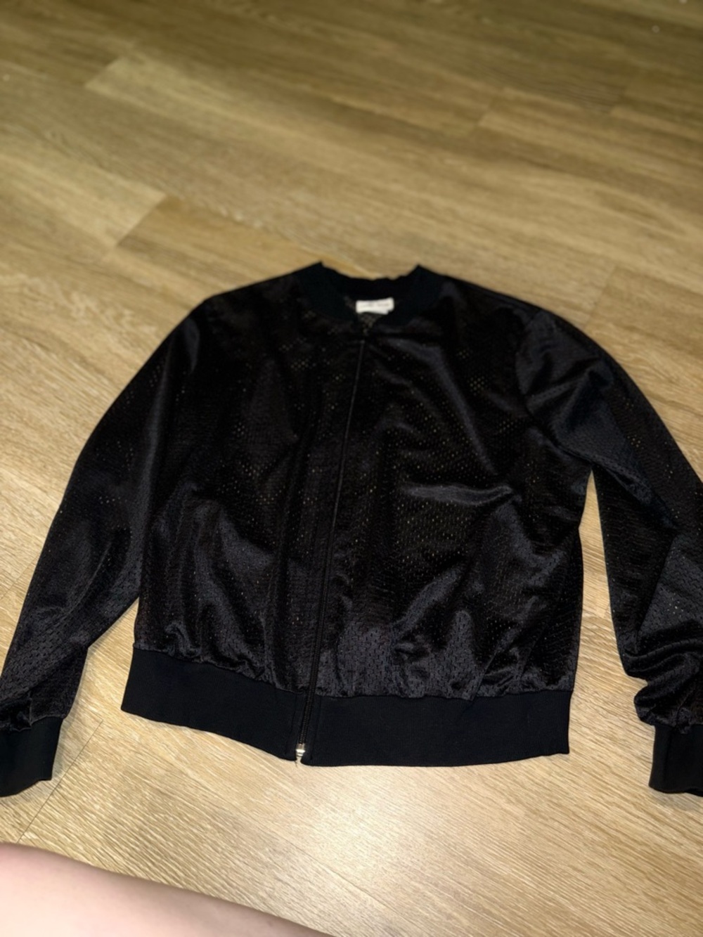 Caren Sport Black Perforated Bomber Jacket